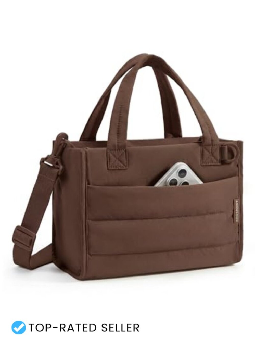 Quilted Puffer Mini Tote Bag Crossbody Purse Zip Closure